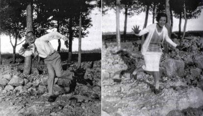 Salvador y Anna Maria en 1926 bailando charlestón en dos imágenes del libro de Mariona Seguranyes. 