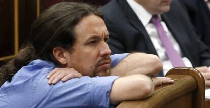 El líder de Podemos, Pablo Iglesias, en el Congreso en una imagen de achivo.