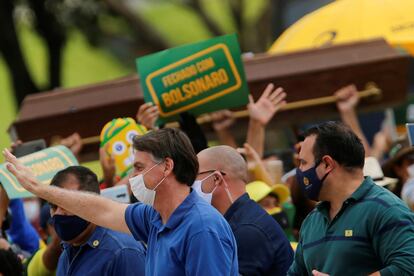 Presidente Jair Bolsonaro, durante um ato em Brasília.