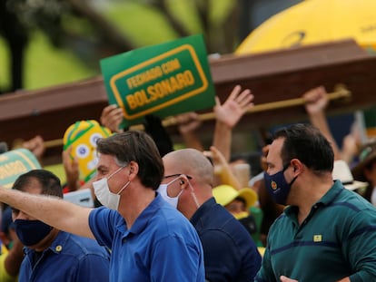 Presidente Jair Bolsonaro, durante um ato em Brasília.