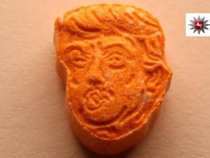 Foto facilitada por la policía de Osnabrück de las pastillas con la cara de Trump.