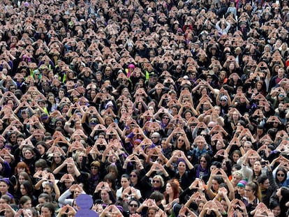 Concentracion de mujeres en Bilbao el pasado 8 de Marzo.