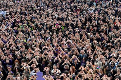 Concentracion de mujeres en Bilbao el pasado 8 de Marzo.