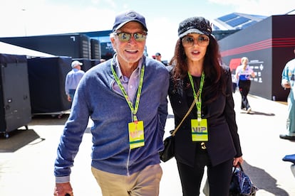 Michael Douglas y Catherine Zeta-Jones en el  gran premio de Fórmula 1 del Reino Unido el pasado mes de julio.