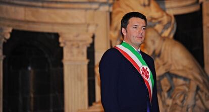 El líder del centroizquierda, Matteo Renzi, este viernes en una ceremonia en el Palazzo Vecchio en Florencia, Italia.