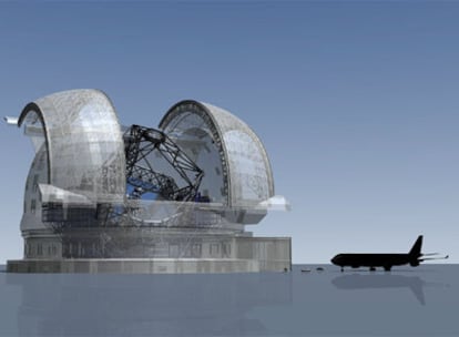 Ilustración del proyecto europeo de un telescopio gigante de 42 metros de diámetro.