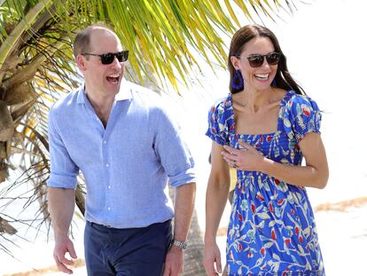 Guillermo de Inglaterra y Kate Middleton durante su visita a Hopkins, en Belice, el 20 de marzo de 2022.