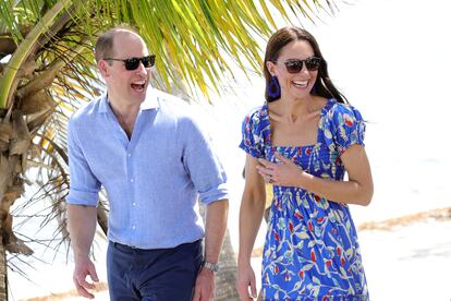 Guillermo de Inglaterra y Kate Middleton durante su visita a Hopkins, en Belice, el 20 de marzo de 2022.