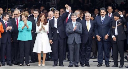 Los presidentes de la regi&oacute;n en Quito durante la inauguraci&oacute;n