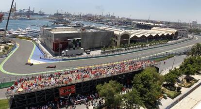 El circuito de f&oacute;rmula 1 de Valencia durante el Gran Premio del pasado junio.