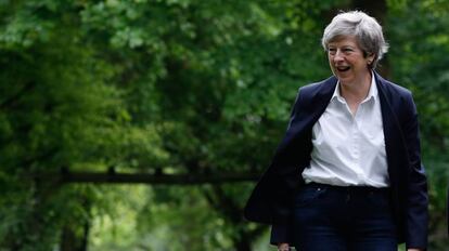 La primera ministra británica, Theresa May, este domingo en Londres.