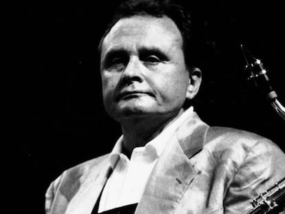 El saxofonista estadounidense Stan Getz, en San Sebastián en 1987. 