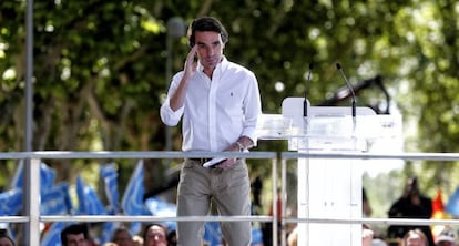 José María Aznar, en un acto electoral del Partido Popular.