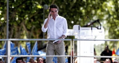 Jos&eacute; Mar&iacute;a Aznar, en un acto electoral del Partido Popular.