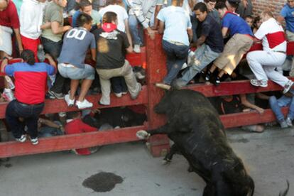 Instante de la accidentada entrada a la plaza de toros de San Sebastián de los Reyes.