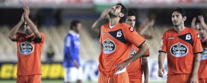 Bruno Gama, Lassad, Juan Domínguez y Diego Colotto se lamentan tras el partido ante el Xerez.