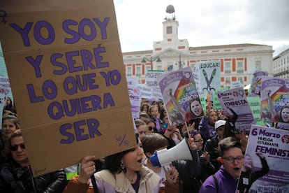 Manifestación de estudiantes feministas en Madrid, el pasado marzo.