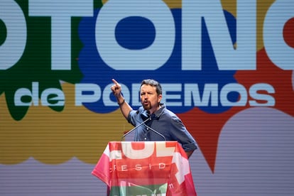 Pablo Iglesias, durante su intervención en el acto de clausura de la Universidad de Otoño de Podemos. 
