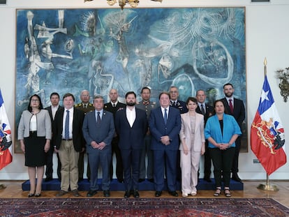 Los integrantes del Consejo de Seguridad durante la sesión de este lunes, en el Palacio de La Moneda en Santiago (Chile).
