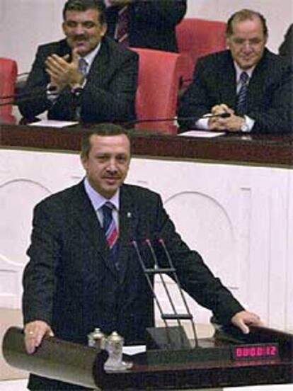 Erdogan, durante su intervención ante los diputados turcos.