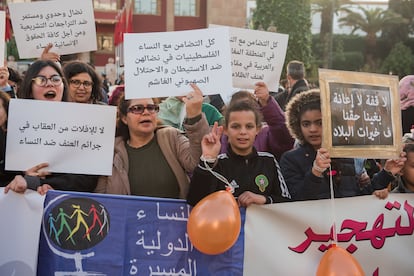 Manifestación con motivo del Día Internacional de la Mujer, el 8 de marzo de 2018 en Marruecos