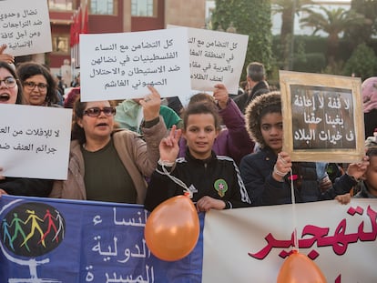 Manifestación con motivo del Día Internacional de la Mujer, el 8 de marzo de 2018 en Rabat.