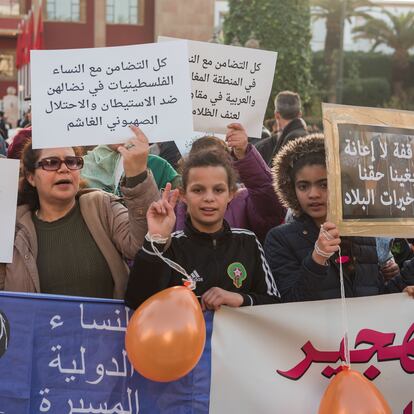 Manifestación con motivo del Día Internacional de la Mujer, el 8 de marzo de 2018 en Marruecos