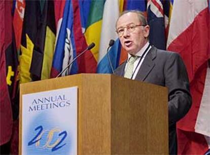Rato, ayer, durante su discurso ante la asamblea anual conjunta del FMI y el Banco Mundial, en Washington.