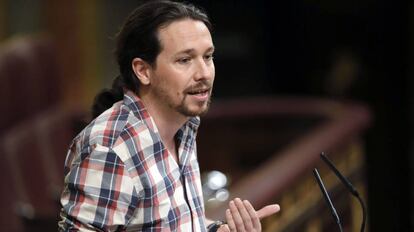 Pablo Iglesias en la tercera sesión del debate de investidura.