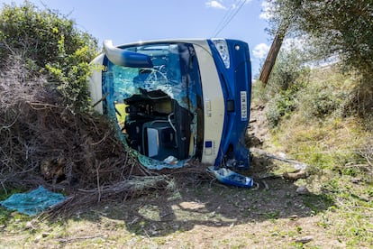 Vista del lugar de los hechos tras el accidente de esta mañana, al este de Mallorca.