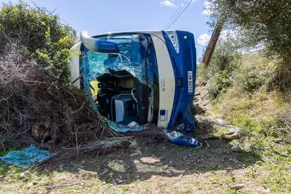 Vista del lugar de los hechos tras el accidente de esta mañana, al este de Mallorca.