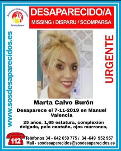 Missing persons poster for Marta Calvo.