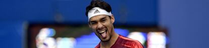 Fognini celebra su triunfo ante Cuevas.