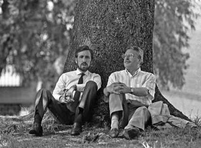 Joaquín Leguina, entonces presidente de la Comunidad de Madrid, y Juan Barranco, el día de San Isidro de 1992.