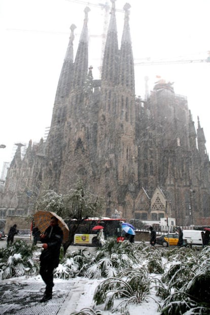 Así se veía la gran creación de Gaudí esta tarde.