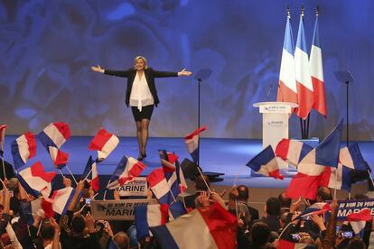 La candidata Marine Le Pen, en febrero en Nantes