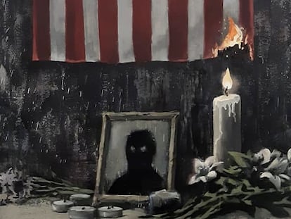 La imagen completa que ha creado Banksy para homenajear a George Floyd.