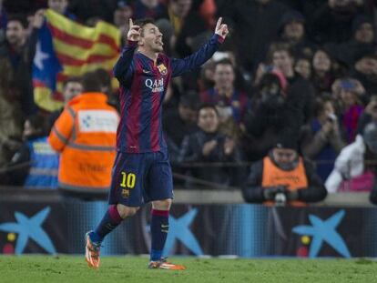 Messi celebra el penalti contra el Atl&eacute;tico. 