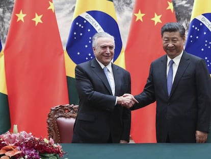 Michel Temer em Pequim com o presidente chinês, Xi Jinping.