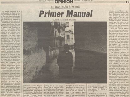 'Diario de Granada' del 7 de mayo de 1982, con un texto de opinión de Antonio Muñoz Molina.