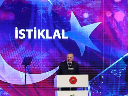 El presidente turco, Reçep Tayyip Erdogan, en un acto político. 