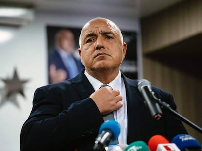 Boyko Borisov, en Sof&iacute;a tras conocer los resultados electorales.