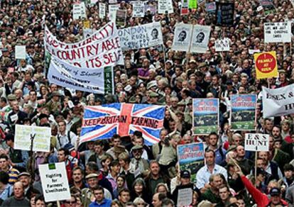 Un aspecto de la manifestación de campesinos celebrada ayer en Londres.