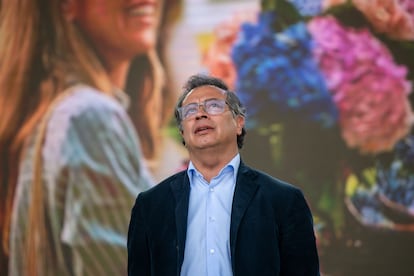 El presidente Gustavo Petro previo a dar un discurso en la Plaza de Bolívar, en Bogotá, el 19 de septiembre de 2024.