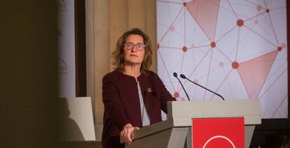 La ministra para la Transición Ecológica, Teresa Ribera, en los XIII Premios Carles Ferrer Salat, en Barcelona, en diciembre.