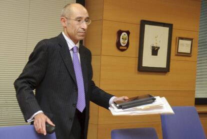 Antonio García, moemtos dantes de su rueda de prensa en el Palacio de Justicia de Bilbao.