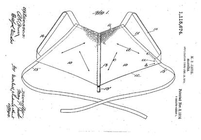 Ilustración de la patente del sujetador de Caresse Crosby.