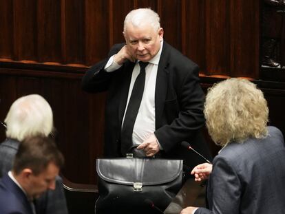 El líder de Ley y Justicia, Jaroslaw Kaczynski, este lunes en el Sejm, en Varsovia.