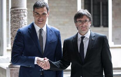 Sánchez, el dia que va visitar Puigdemont.