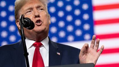 El presidente de Estados Unidos, Donald Trump, durante un acto de campaña en Ohio.